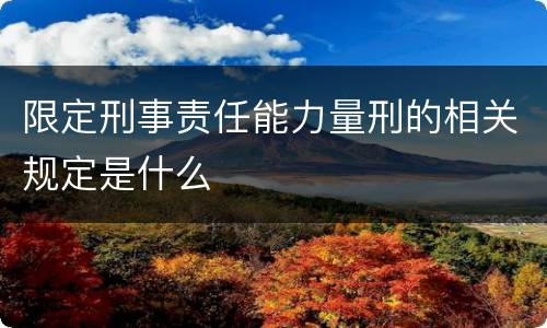 限定刑事责任能力量刑的相关规定是什么