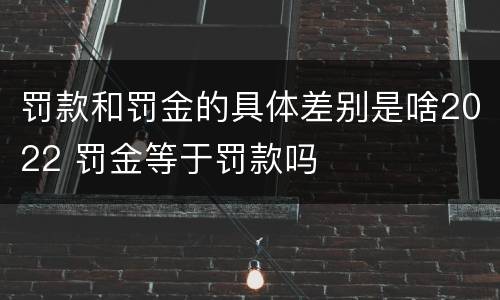 罚款和罚金的具体差别是啥2022 罚金等于罚款吗