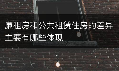 廉租房和公共租赁住房的差异主要有哪些体现