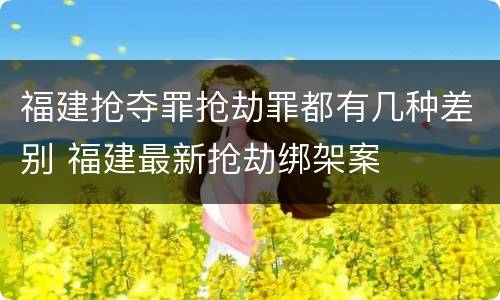 福建抢夺罪抢劫罪都有几种差别 福建最新抢劫绑架案