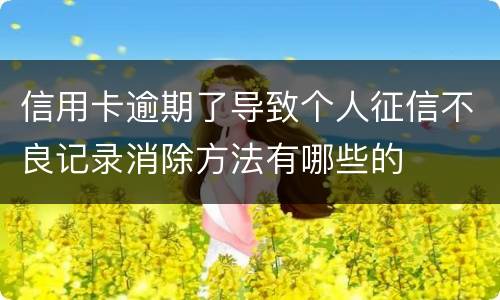 信用卡逾期了导致个人征信不良记录消除方法有哪些的