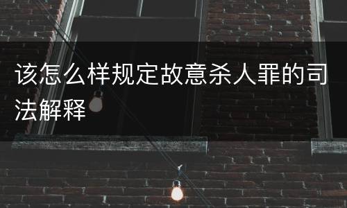 该怎么样规定故意杀人罪的司法解释
