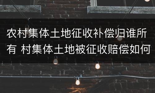 农村集体土地征收补偿归谁所有 村集体土地被征收赔偿如何分配