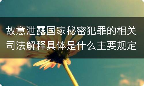 故意泄露国家秘密犯罪的相关司法解释具体是什么主要规定
