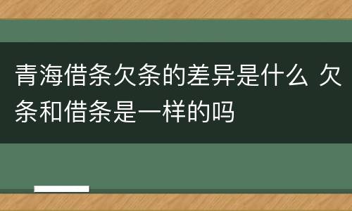 青海借条欠条的差异是什么 欠条和借条是一样的吗