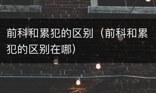 前科和累犯的区别（前科和累犯的区别在哪）