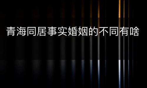 青海同居事实婚姻的不同有啥