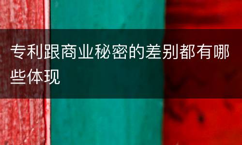 专利跟商业秘密的差别都有哪些体现