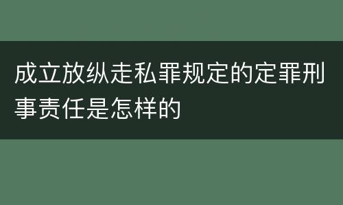成立放纵走私罪规定的定罪刑事责任是怎样的