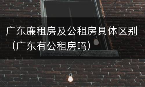 广东廉租房及公租房具体区别（广东有公租房吗）