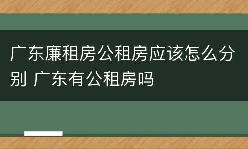 广东廉租房公租房应该怎么分别 广东有公租房吗
