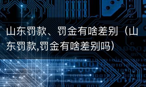 山东罚款、罚金有啥差别（山东罚款,罚金有啥差别吗）