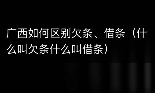 广西如何区别欠条、借条（什么叫欠条什么叫借条）