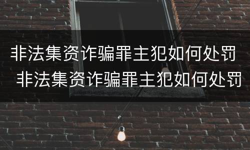 非法集资诈骗罪主犯如何处罚 非法集资诈骗罪主犯如何处罚的