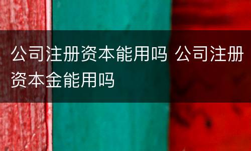 公司注册资本能用吗 公司注册资本金能用吗