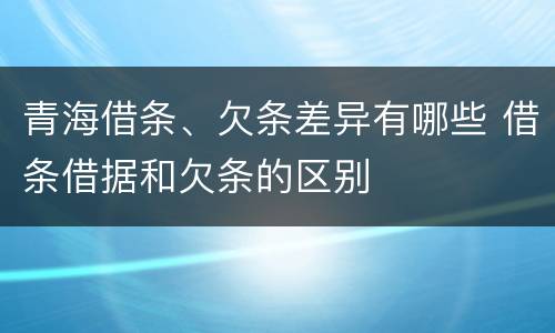 青海借条、欠条差异有哪些 借条借据和欠条的区别