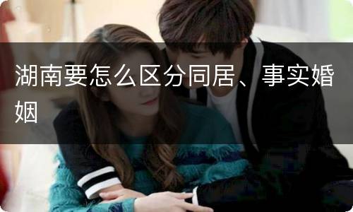 湖南要怎么区分同居、事实婚姻