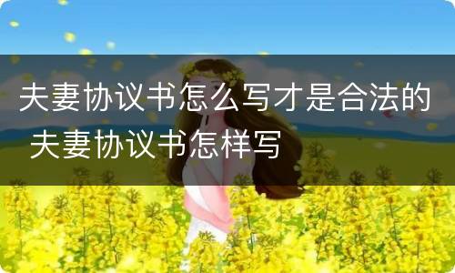 夫妻协议书怎么写才是合法的 夫妻协议书怎样写
