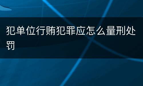 犯单位行贿犯罪应怎么量刑处罚