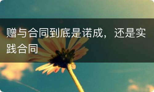 赠与合同到底是诺成，还是实践合同