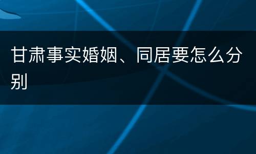 甘肃事实婚姻、同居要怎么分别