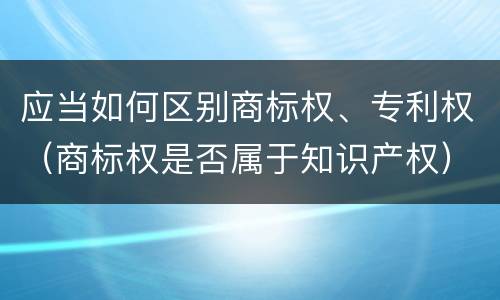 应当如何区别商标权、专利权（商标权是否属于知识产权）