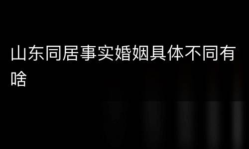 山东同居事实婚姻具体不同有啥