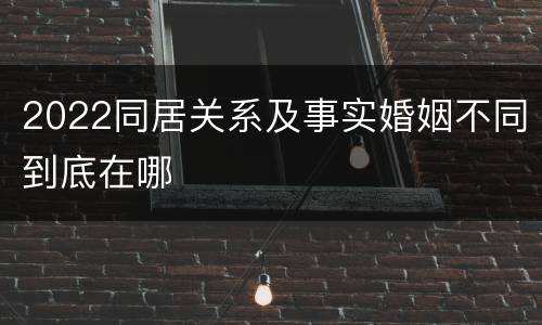 2022同居关系及事实婚姻不同到底在哪