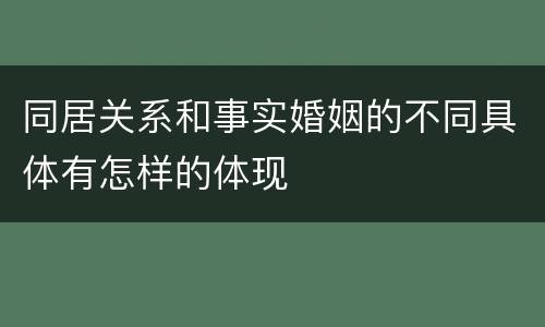 同居关系和事实婚姻的不同具体有怎样的体现