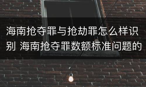 海南抢夺罪与抢劫罪怎么样识别 海南抢夺罪数额标准问题的规定