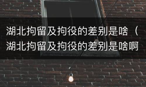 湖北拘留及拘役的差别是啥（湖北拘留及拘役的差别是啥啊）