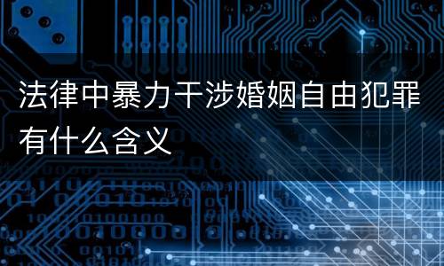 法律中暴力干涉婚姻自由犯罪有什么含义