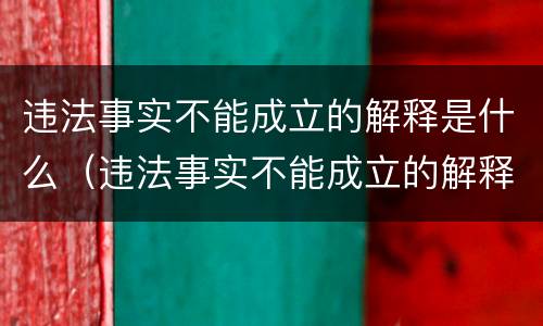违法事实不能成立的解释是什么（违法事实不能成立的解释是什么意思）