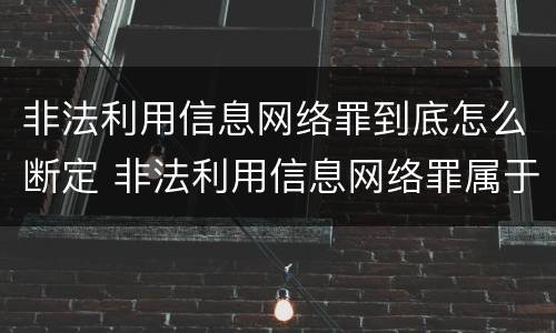 非法利用信息网络罪到底怎么断定 非法利用信息网络罪属于什么案件