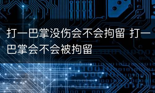 打一巴掌没伤会不会拘留 打一巴掌会不会被拘留
