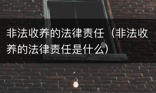 非法收养的法律责任（非法收养的法律责任是什么）