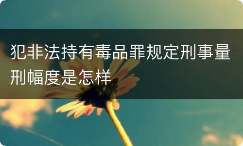 犯非法持有毒品罪规定刑事量刑幅度是怎样