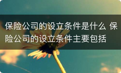 保险公司的设立条件是什么 保险公司的设立条件主要包括