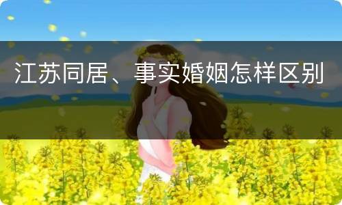 江苏同居、事实婚姻怎样区别