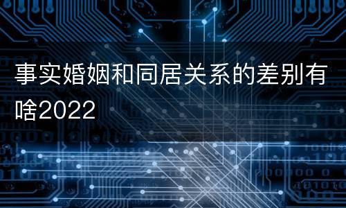 事实婚姻和同居关系的差别有啥2022