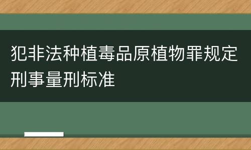 犯非法种植毒品原植物罪规定刑事量刑标准