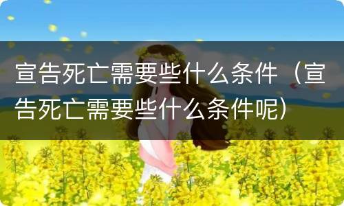 宣告死亡需要些什么条件（宣告死亡需要些什么条件呢）