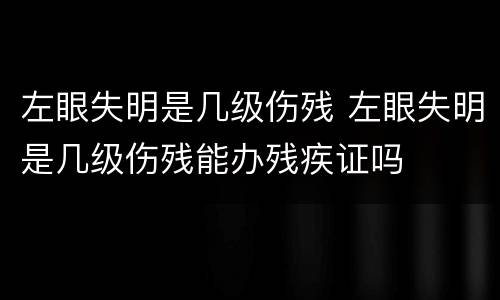 左眼失明是几级伤残 左眼失明是几级伤残能办残疾证吗