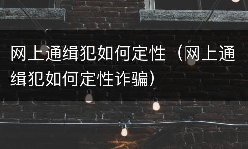 网上通缉犯如何定性（网上通缉犯如何定性诈骗）