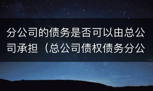 分公司的债务是否可以由总公司承担（总公司债权债务分公司需要承担吗）