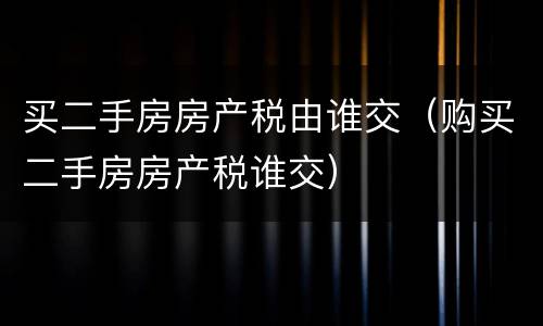 买二手房房产税由谁交（购买二手房房产税谁交）