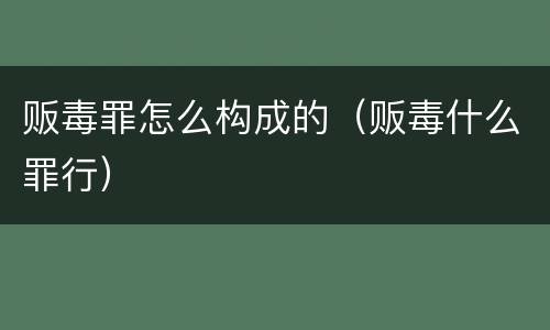 贩毒罪怎么构成的（贩毒什么罪行）