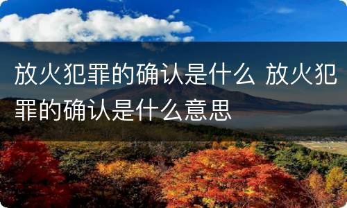 放火犯罪的确认是什么 放火犯罪的确认是什么意思