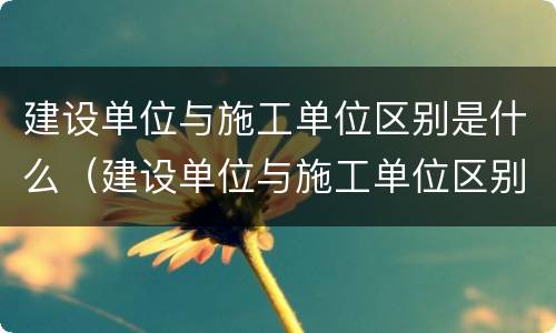 建设单位与施工单位区别是什么（建设单位与施工单位区别是什么呢）