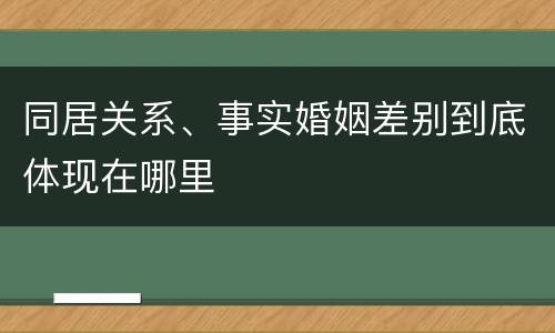同居关系、事实婚姻差别到底体现在哪里